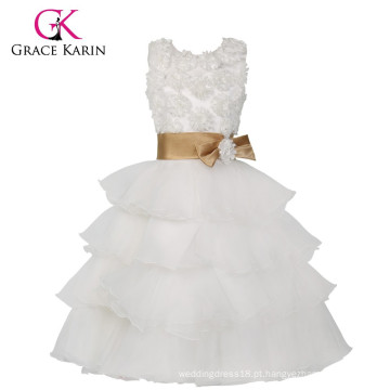 Grace Karin últimas camisolas sem mangas Design White Flowers Girl Dresses CL008904